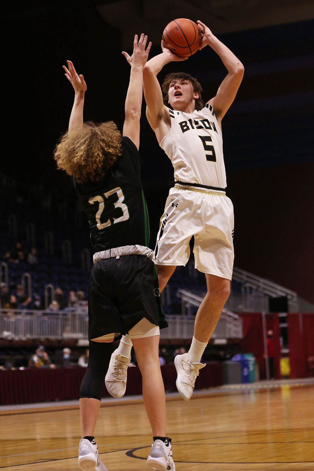 Hunter Stone jumps for two